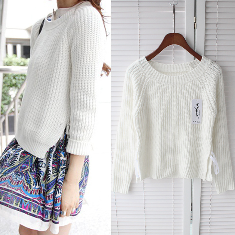 013韩版新款 秋冬个性时尚设计侧面<em>开叉毛衣</em>针