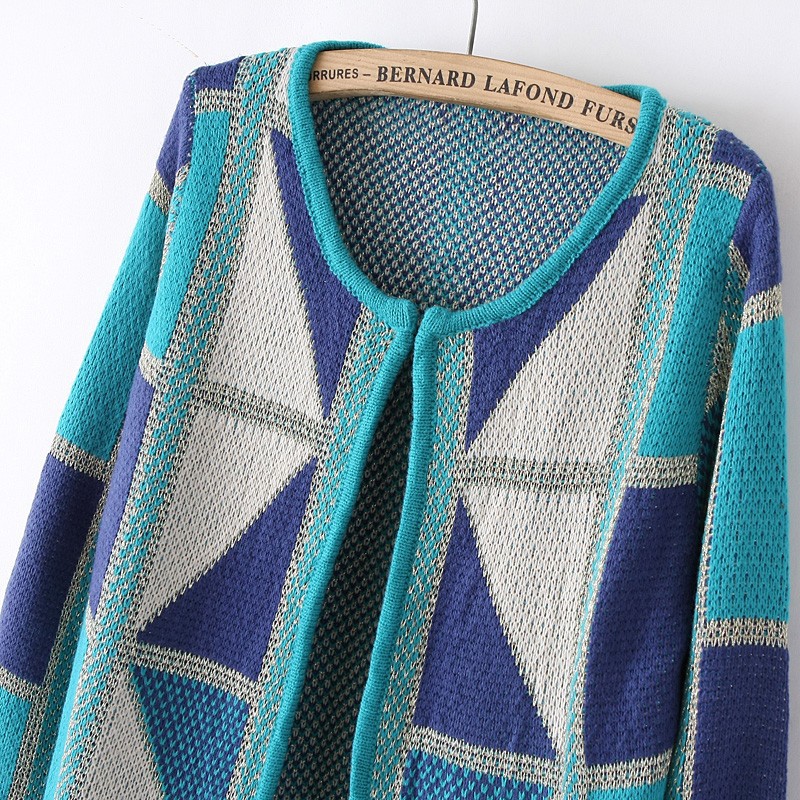 春秋冬款新款欧美风中长款长袖圆领<em>开衫</em>妖精口