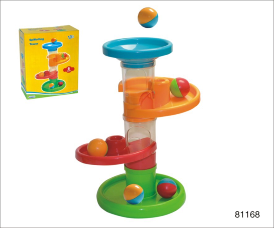 积木-小球滚动旋转塔 1岁幼儿拼装玩具 安全塑