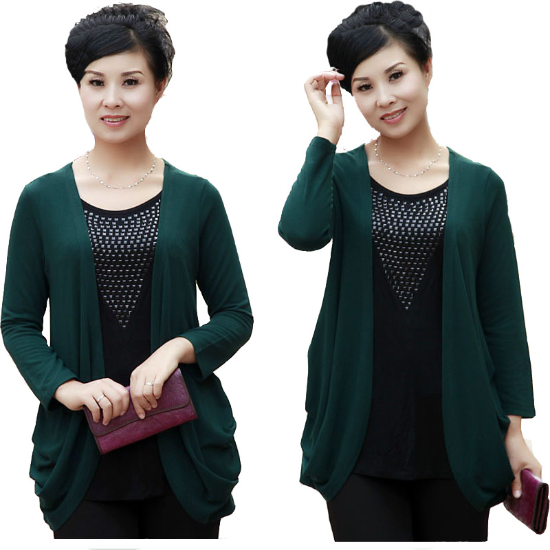 305爆款假俩件中老年妈妈装春秋上衣中年女装