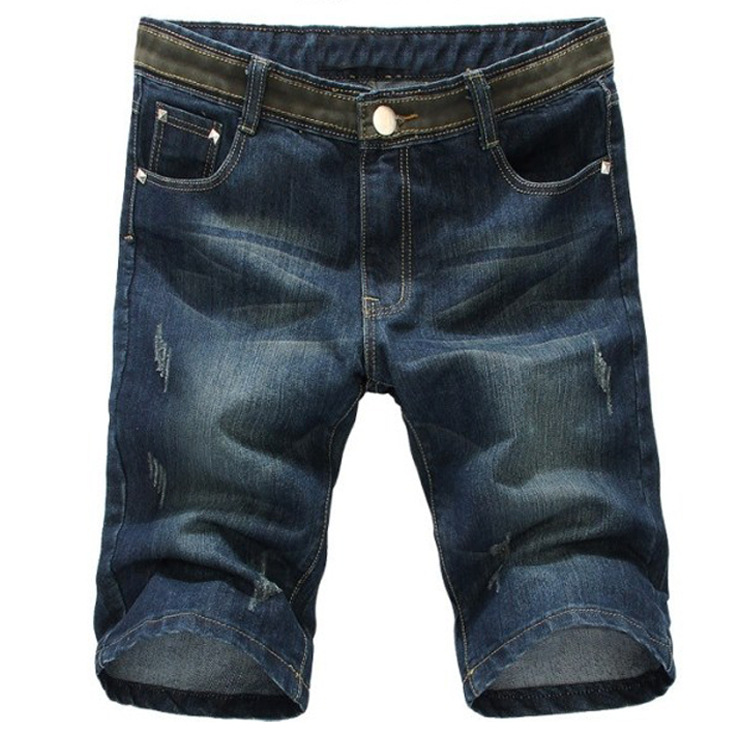 <em>批发</em>男式<em>五分裤</em>牛仔短裤 拼接<em>男短裤</em> 水洗猫须