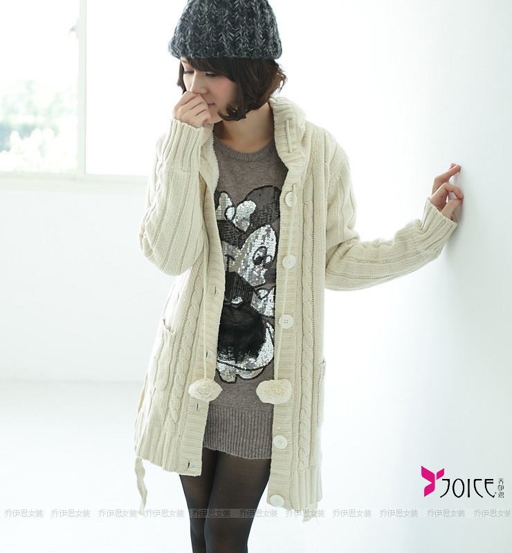 【2013年批发韩版时尚<em>纯毛</em>粗毛线<em>中长款开衫</em>