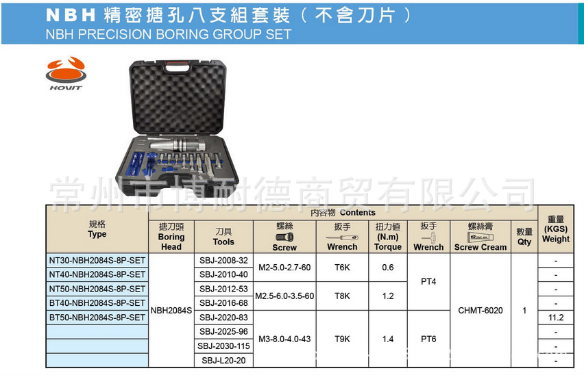NBH精密搪孔八支组套装（不含刀片）