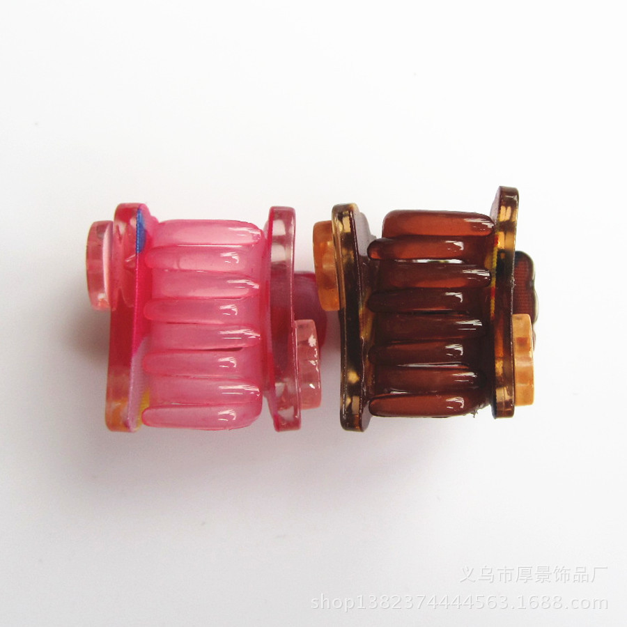 厂家直销 发夹批发 2支装亚克力小怪手夹 素色