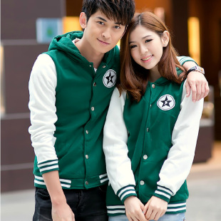 批发采购<em>情侣装</em>-2013<em>秋冬装</em> 星星连帽棒球服班