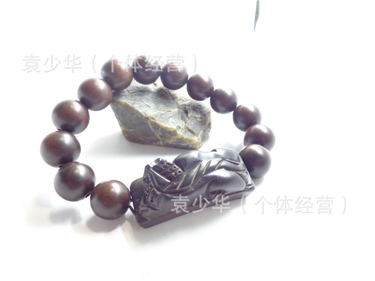 雷击枣木佛珠，带貔貅