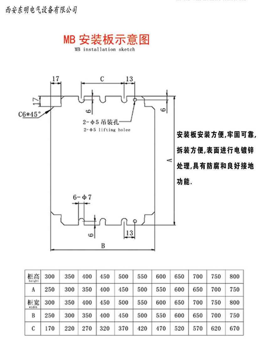 MB安装板示意图