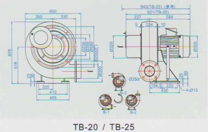15KW风机TB-20安装尺寸