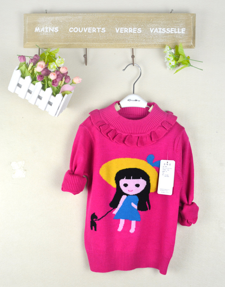 2013秋冬新款 可爱女孩圆领羊绒<em>毛衣 厂家</em>直销