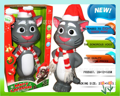 【BNB300034 圣诞版8点触摸录音玩具猫 智能