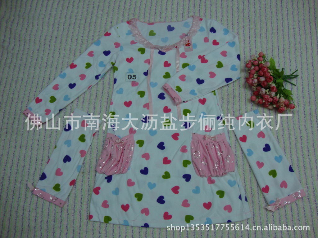 【lernonl<em>品牌睡衣</em> 纯棉印花 <em>女孩</em>家居睡裙 公主