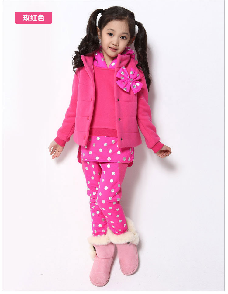 【【巴布兔】女童套装 时尚连帽蝴蝶结头案女