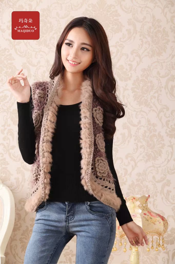 春秋<em>镂空女开衫</em>马甲 <em>纯手工</em>编织手钩衫 高档毛