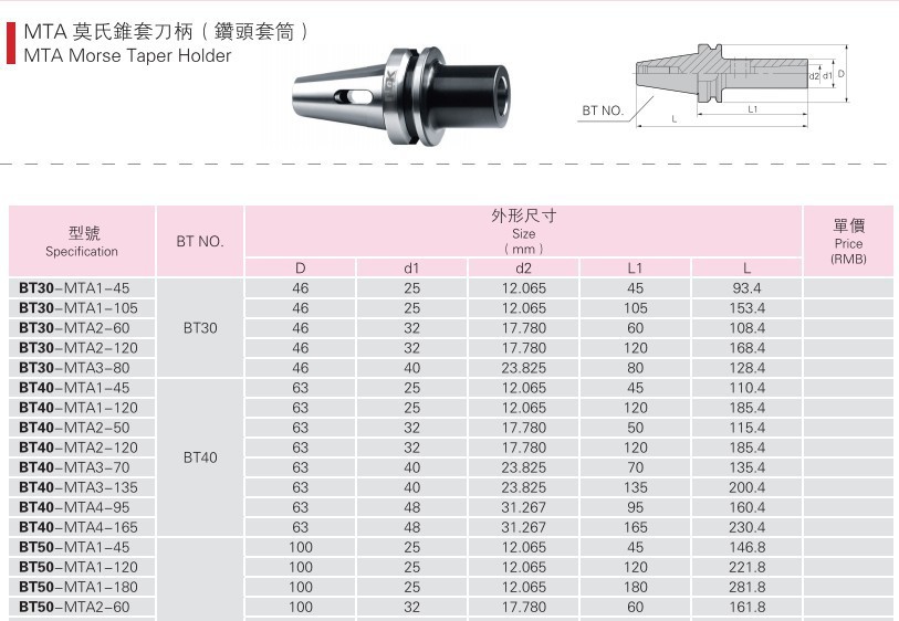 mta莫氏锥套刀柄 低价批发进口加工中心刀柄 bt数控机床刀柄