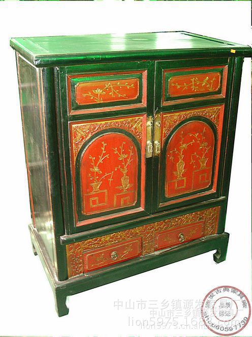 YF0317古典衣柜 二门二斗衣柜 福建雕花柜 樟木置物柜 实木家具