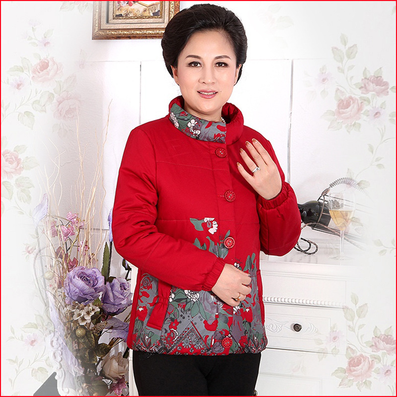 1212特价<em>中老年女式</em>纯棉印花短款小<em>棉衣</em> 妈妈