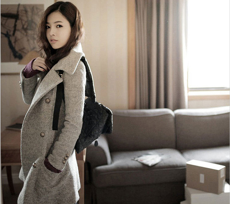 新款韩国女装毛呢外套 冬季品牌女装一件代发