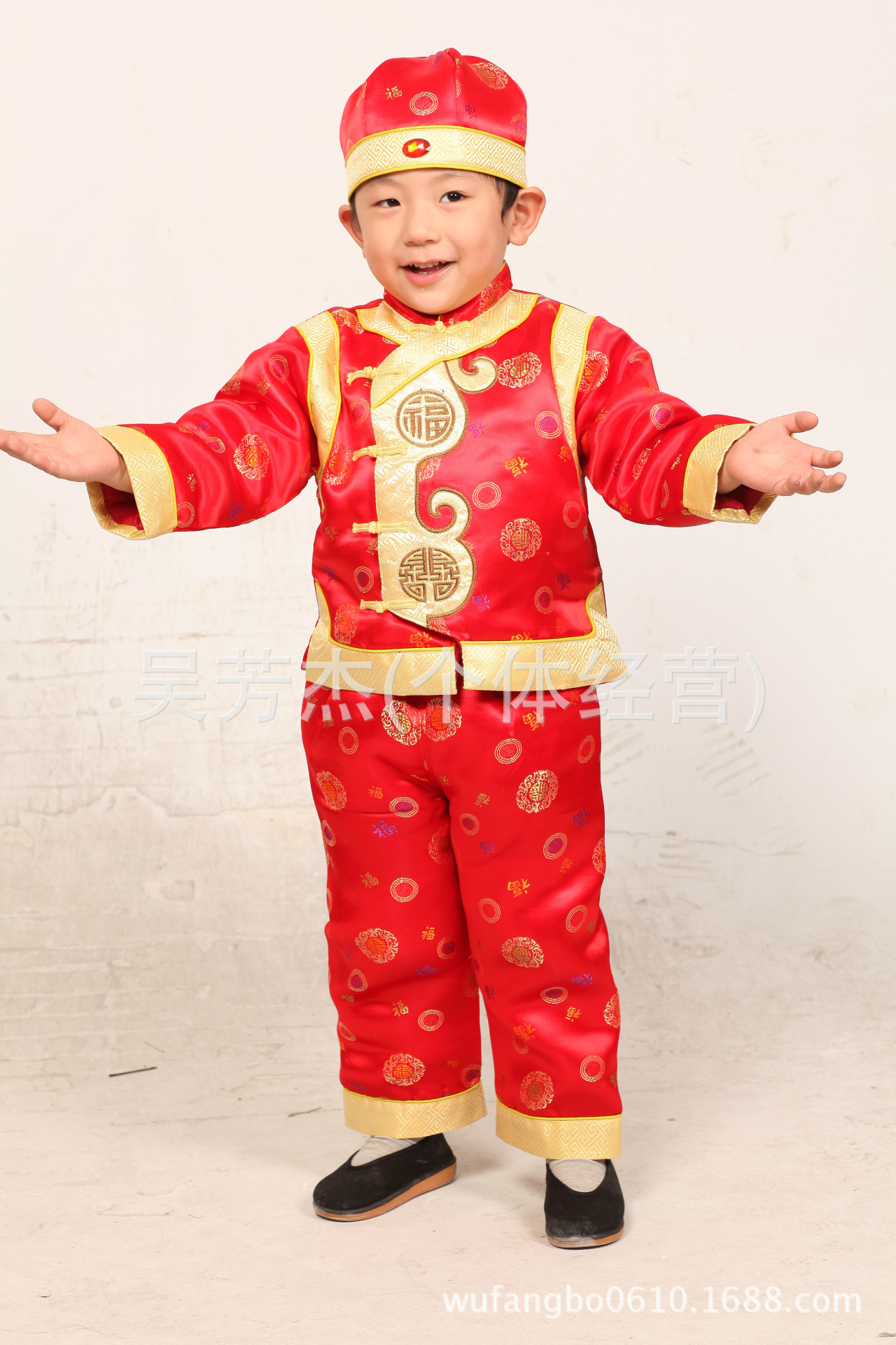 童套装-冬季儿童<em>男童</em>唐装<em>织</em>锦缎如意贺岁服、