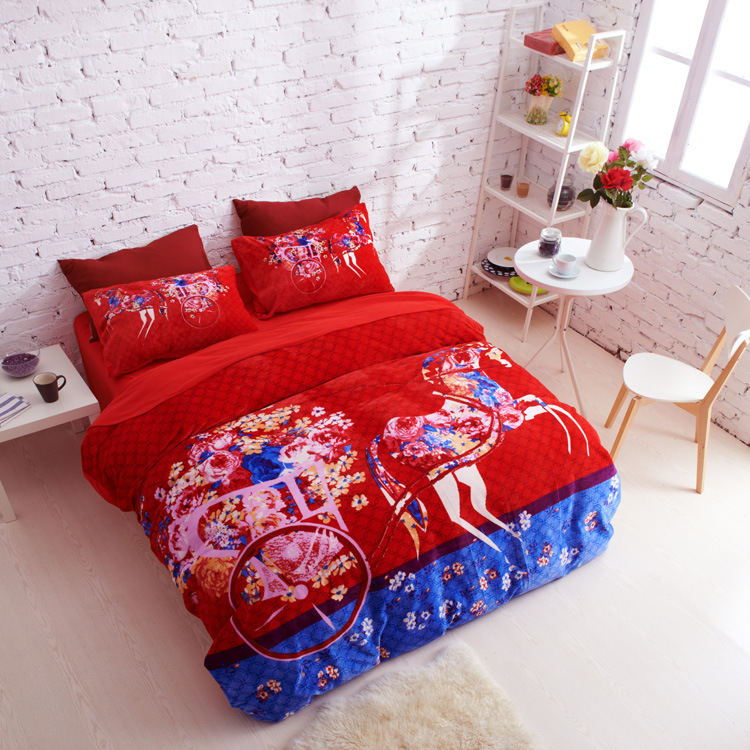 簡約格調風 微膚絨 活性平網印花四件套包郵