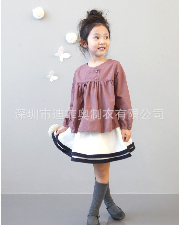 【供应韩版娃娃装<em>女童纯棉上衣</em>,短款春秋装外