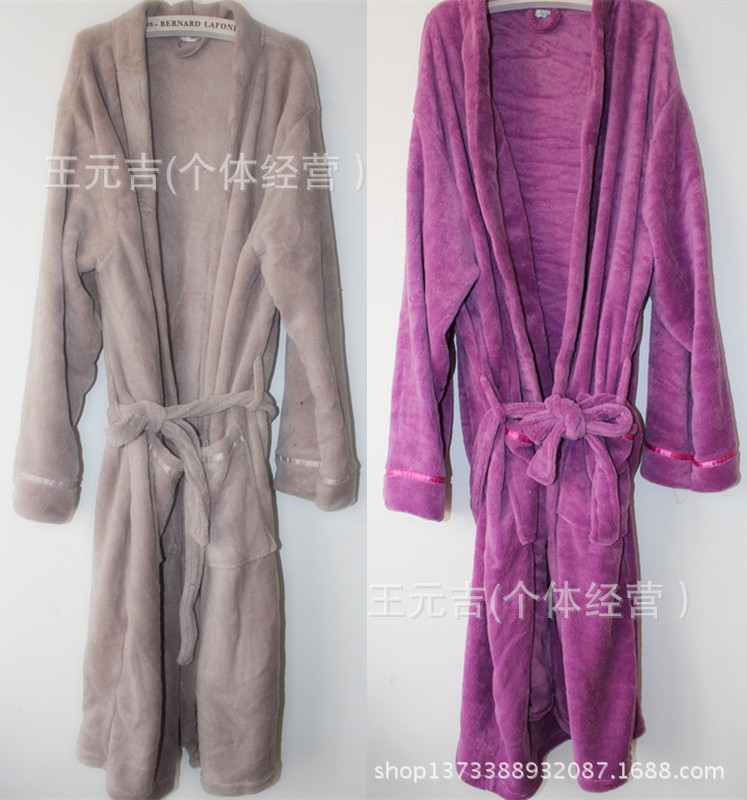 外贸原单珊瑚绒<em>睡衣睡袍</em>秋<em>冬款</em>加<em>长款</em>开衫加厚