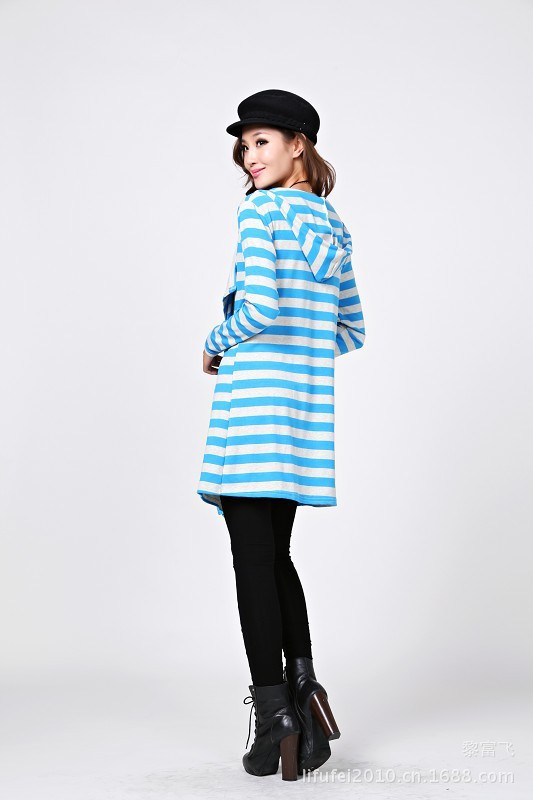 【新款秋装女款<em>横条纹开衫</em>连帽卫衣】价格,厂