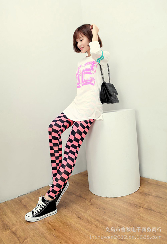 Y 804 黑白方块打底裤 (8)