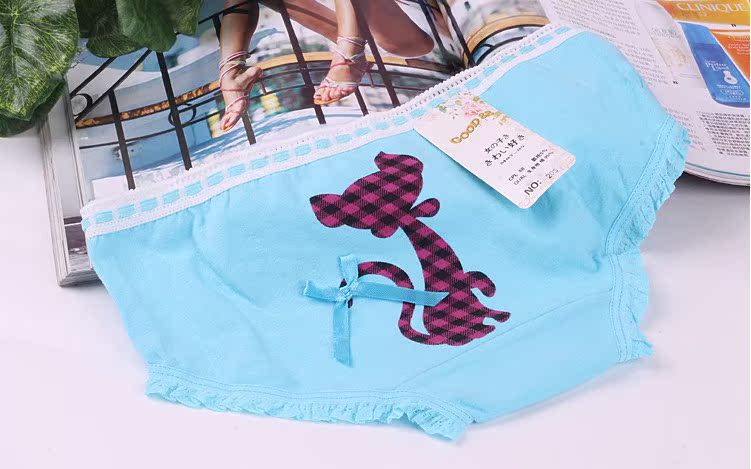 厂家直销 <em>内裤</em> 蝴蝶结优雅猫 卡通内裤<em>女式内裤</em>
