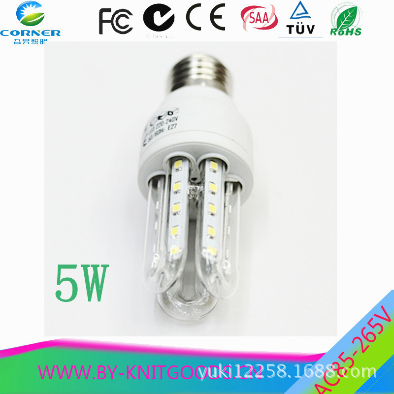 LED U型管节能灯 LED节能灯 LED玉米灯 U型玻璃管节能灯 代替普通节能灯白炽灯 5W