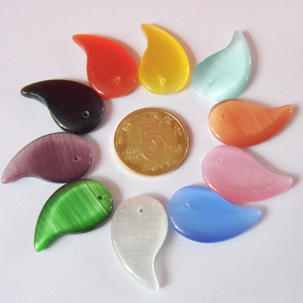 【DIY水晶刻字饰品配件批发 猫眼石太极叶子项