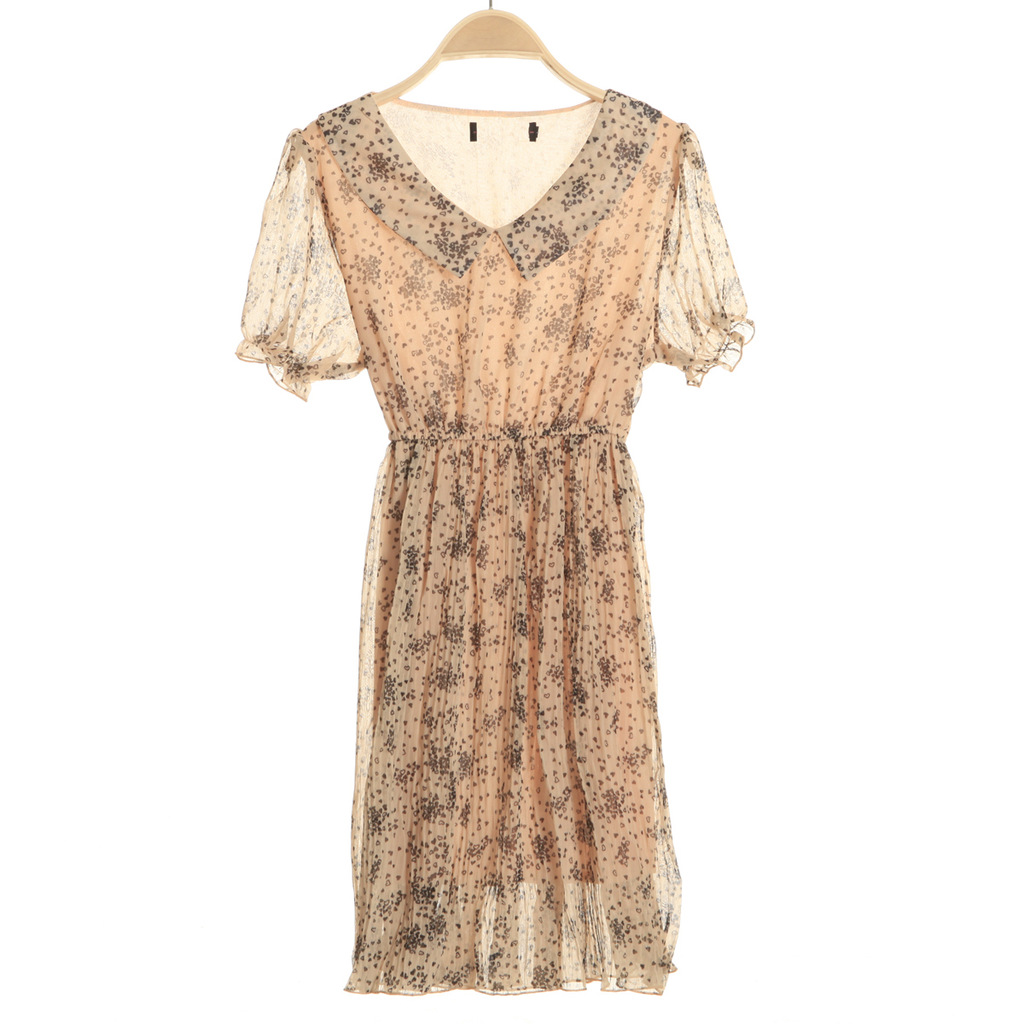 2013夏季新款女式短袖t恤 大理女士雪纺碎花连