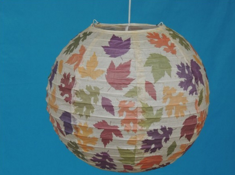 批发采购灯笼-厂家灯笼批发枫叶图案圆形纸灯