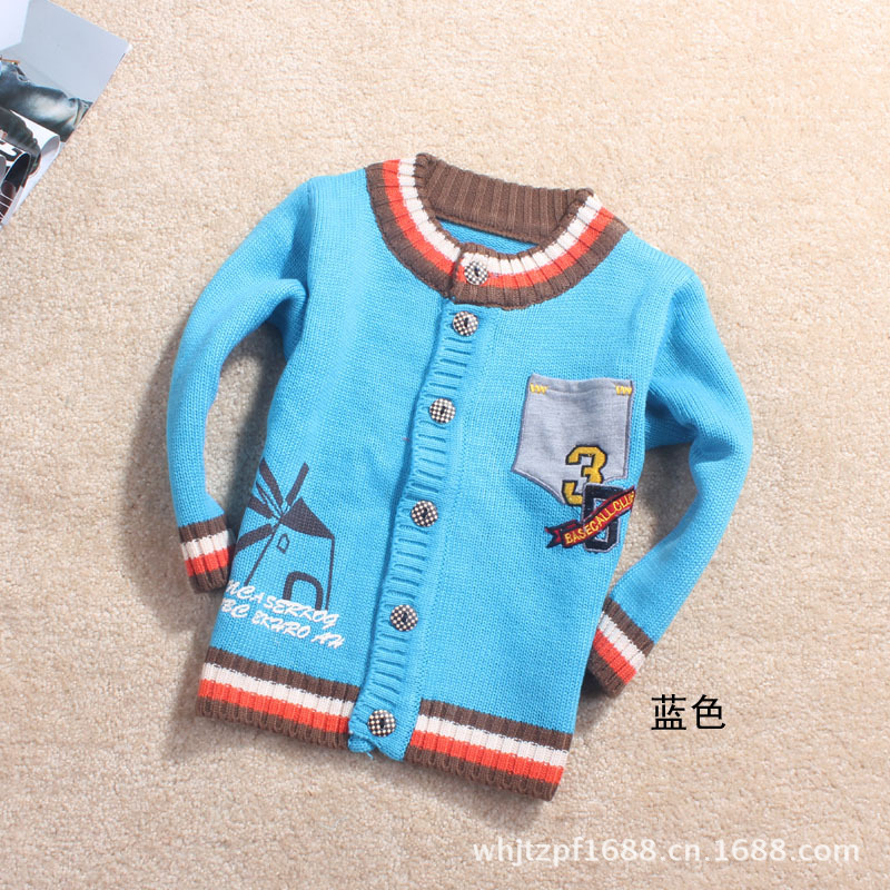 【2013秋冬新款 <em>口袋</em>数字3 男童纽扣<em>宝宝开衫</em>