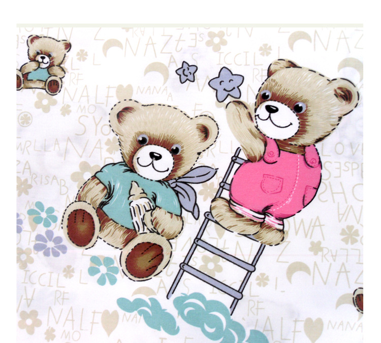 新信赖的布料厂家特价供应小熊卡通儿童床单面