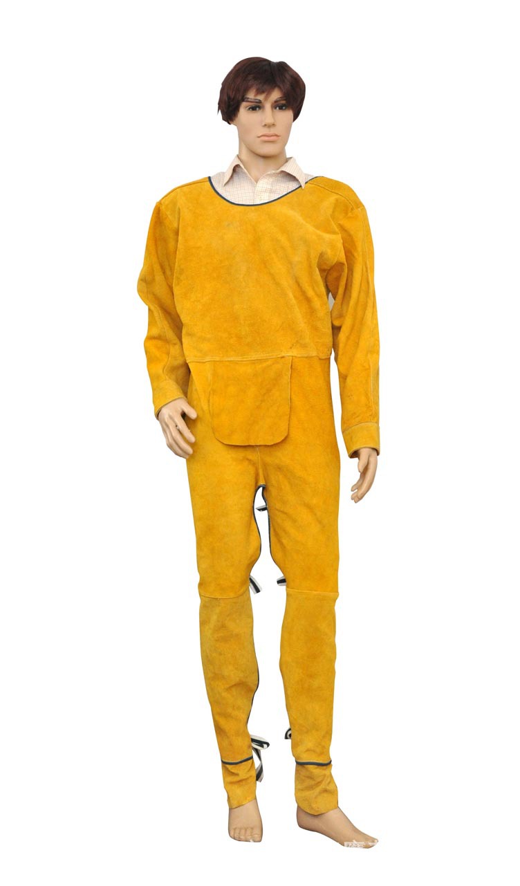 金黄色全皮长袖 防火隔热防穿刺电焊防护服 (1)