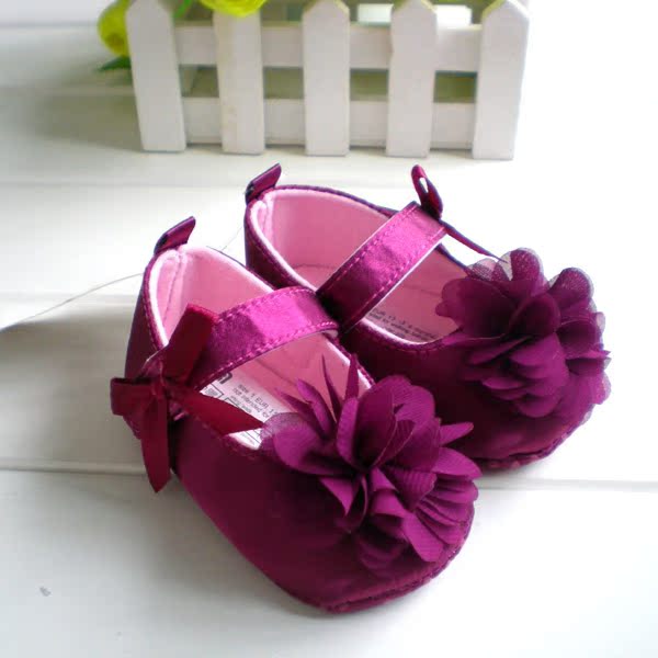 批发采购童鞋、婴儿鞋-0-1岁高贵气质深紫色玫