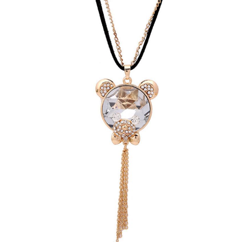 G071 特价韩国时尚米老鼠头<em>毛衣链</em>水晶<em>饰品</em>女