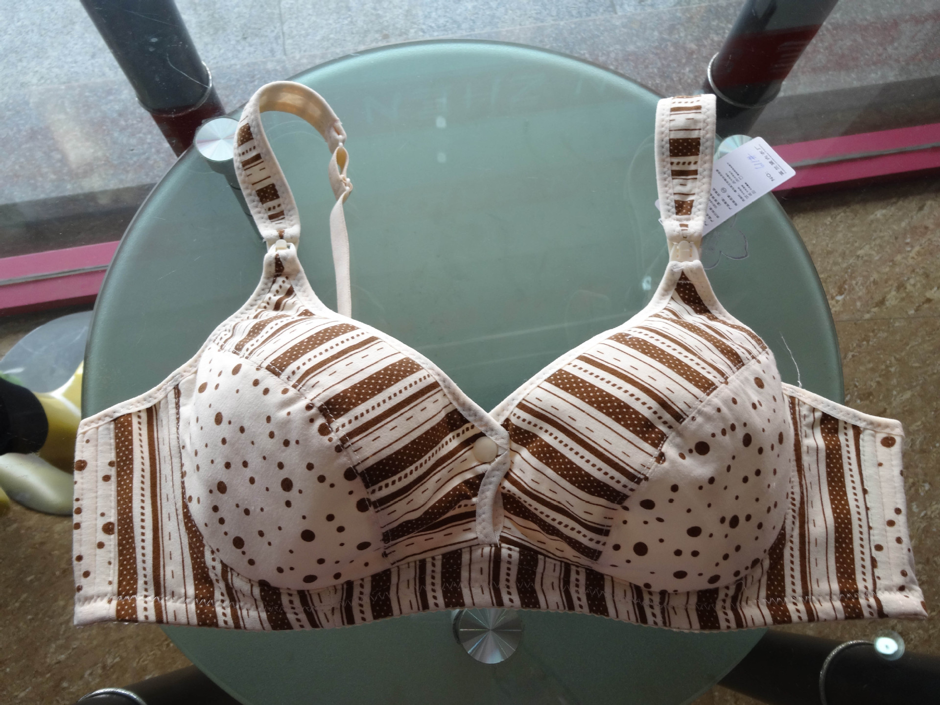 【哺乳<em>文胸</em>批发 <em>纯棉</em>条纹两用前扣带钢圈后三