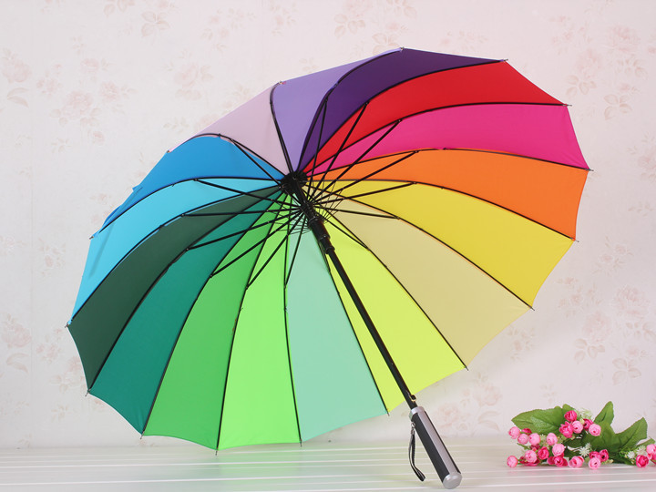 【【火拼】现货供应防紫外线优质彩虹雨伞 色