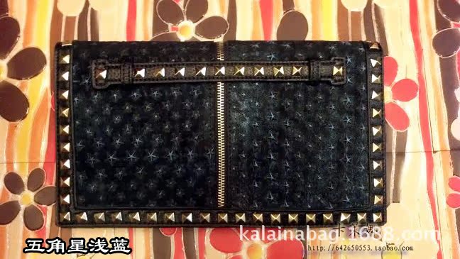 豹紋復古鉚釘手拿包馬毛單肩包晚宴包女包