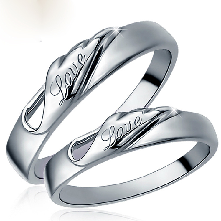 【925纯银 <em>情侣戒指</em> <em>男女</em>对戒一对 天使之翼 免
