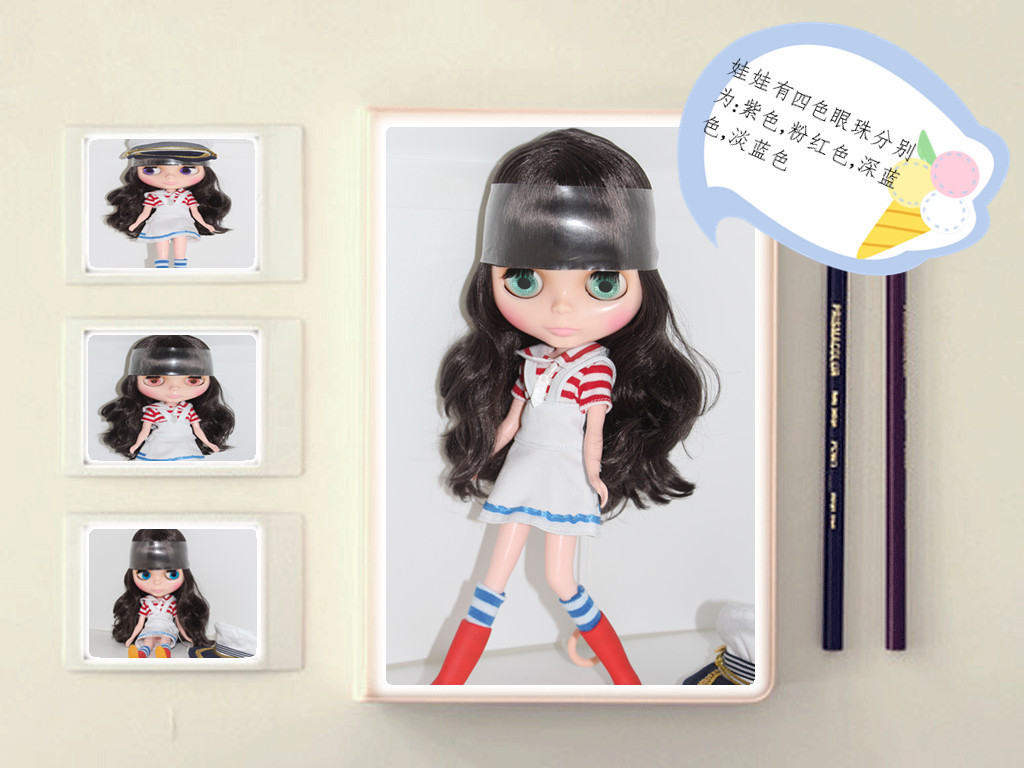 takara blythe 小<em>布</em>娃娃 B女 <em>大头妹</em> 黑色 卷发裸