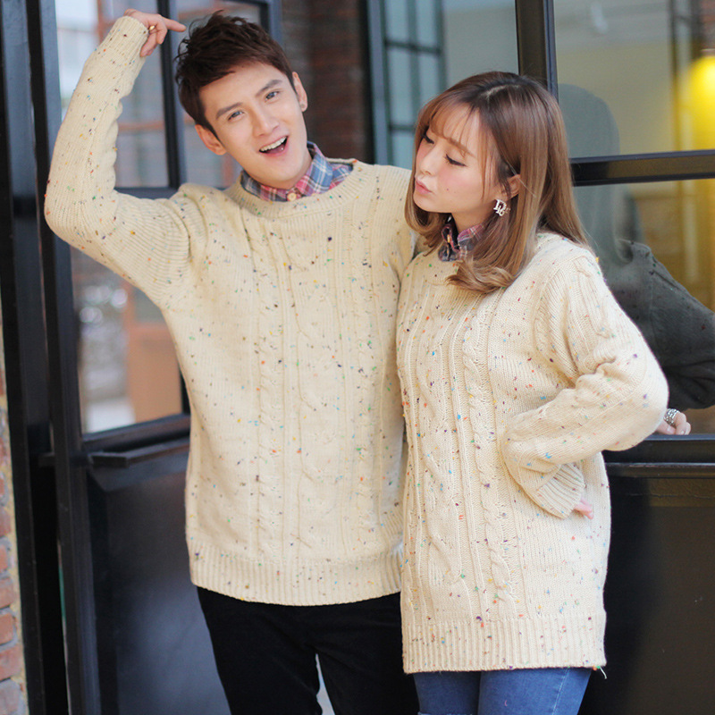 秋<em>冬装</em>新款韩版<em>情侣装</em>彩点子<em>情侣装</em>麻花<em>毛衣</em>男