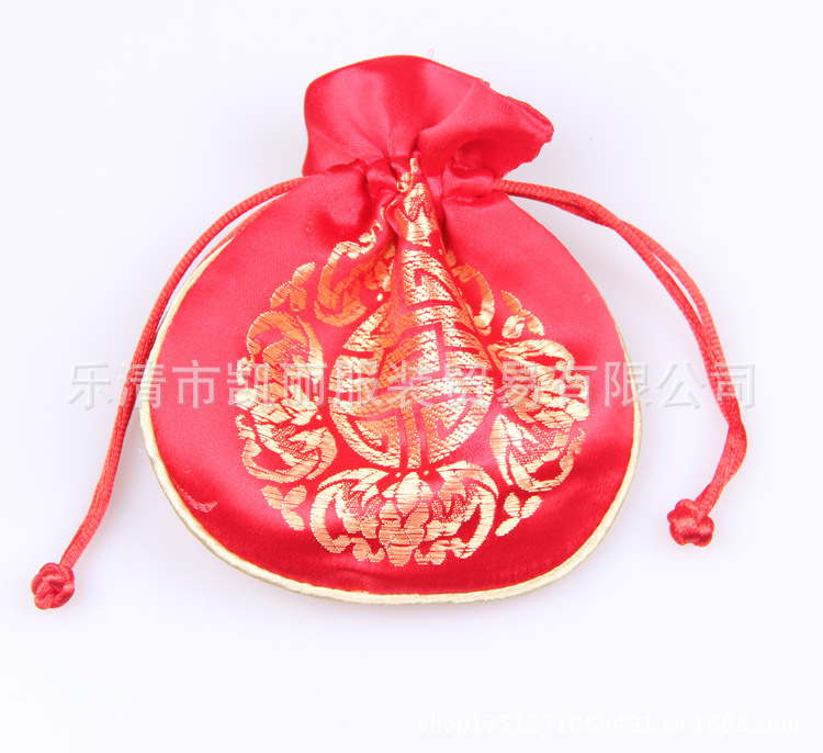 直销 批发女士零钱包束口织锦缎福字小零钱袋