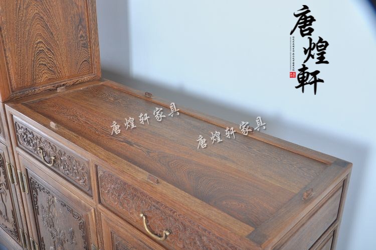 鸡翅木双层书柜G-013 (8)