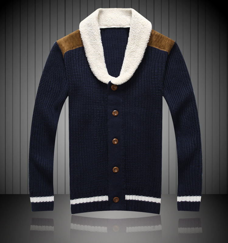 2014男装针织<em>开衫</em>韩版<em>男士线衫</em>线衣加绒加厚