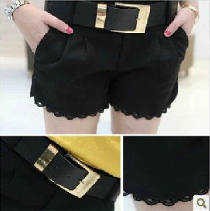 2013<em>秋冬款女装</em>韩版显瘦蕾丝花边毛昵<em>短裤</em>百