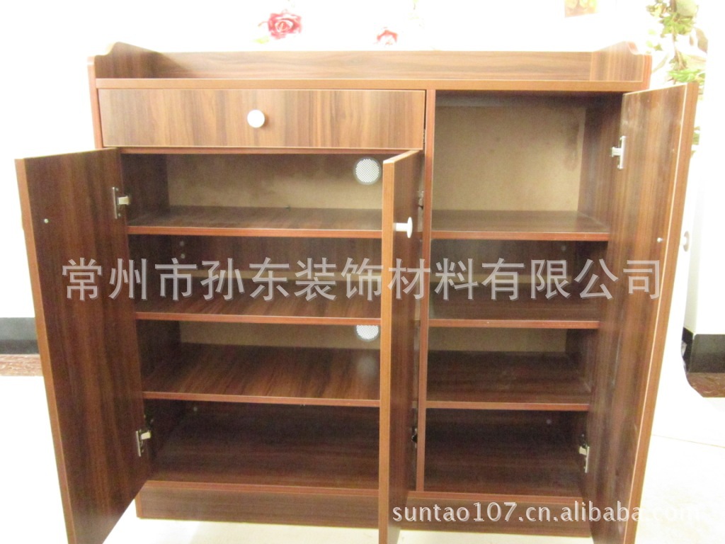 【批发1米三门鞋柜、板式鞋柜,钢琴面彩绘鞋柜