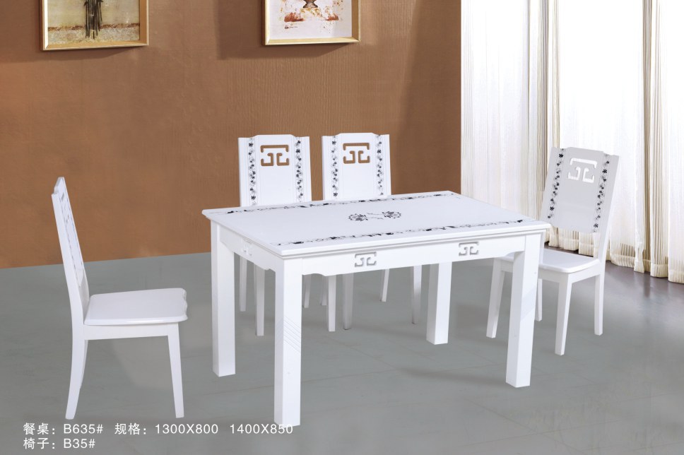 时尚田园休闲家用饭桌 大理石实木酒店餐桌 成