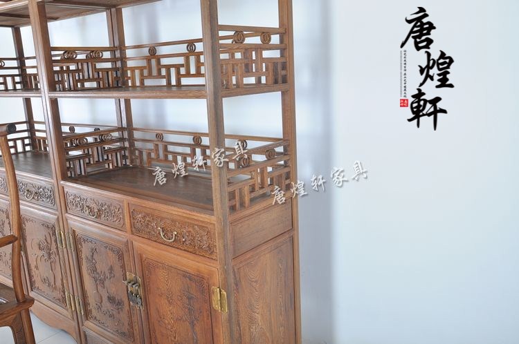 鸡翅木书柜四件套 (17)